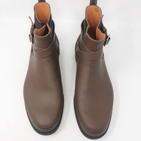 HUNTER | RARE Men’s Rubber Strapped Ankle Boots Dark Brown Size 12 - Picture 3 of 12